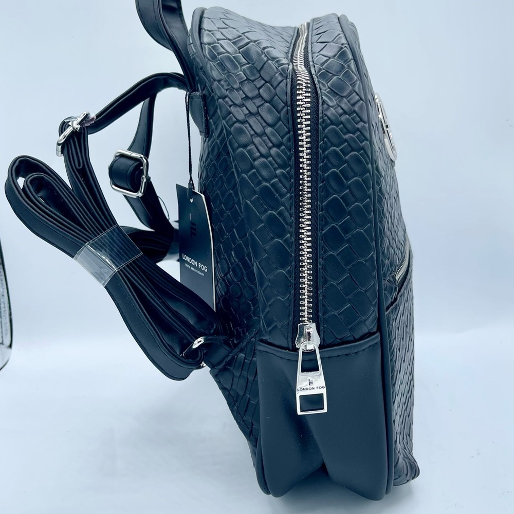 Brand New London Fog Elegant Black Woven Backpack - Picture 7 of 11